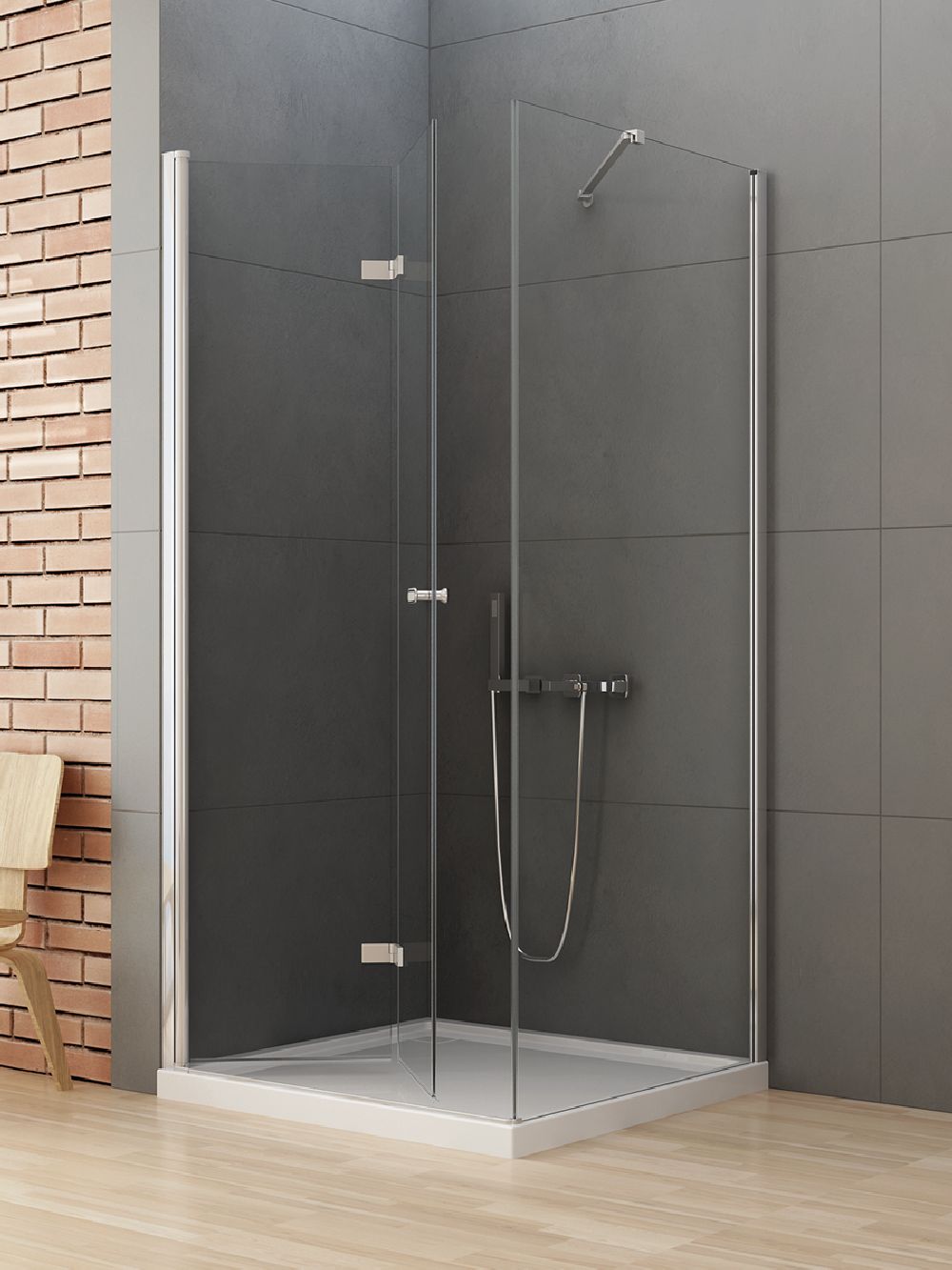 New Trendy New Soleo kabina prysznicowa 90x90 cm kwadratowa lewa chrom połysk/szkło przezroczyste D-0149A/D-0088B
