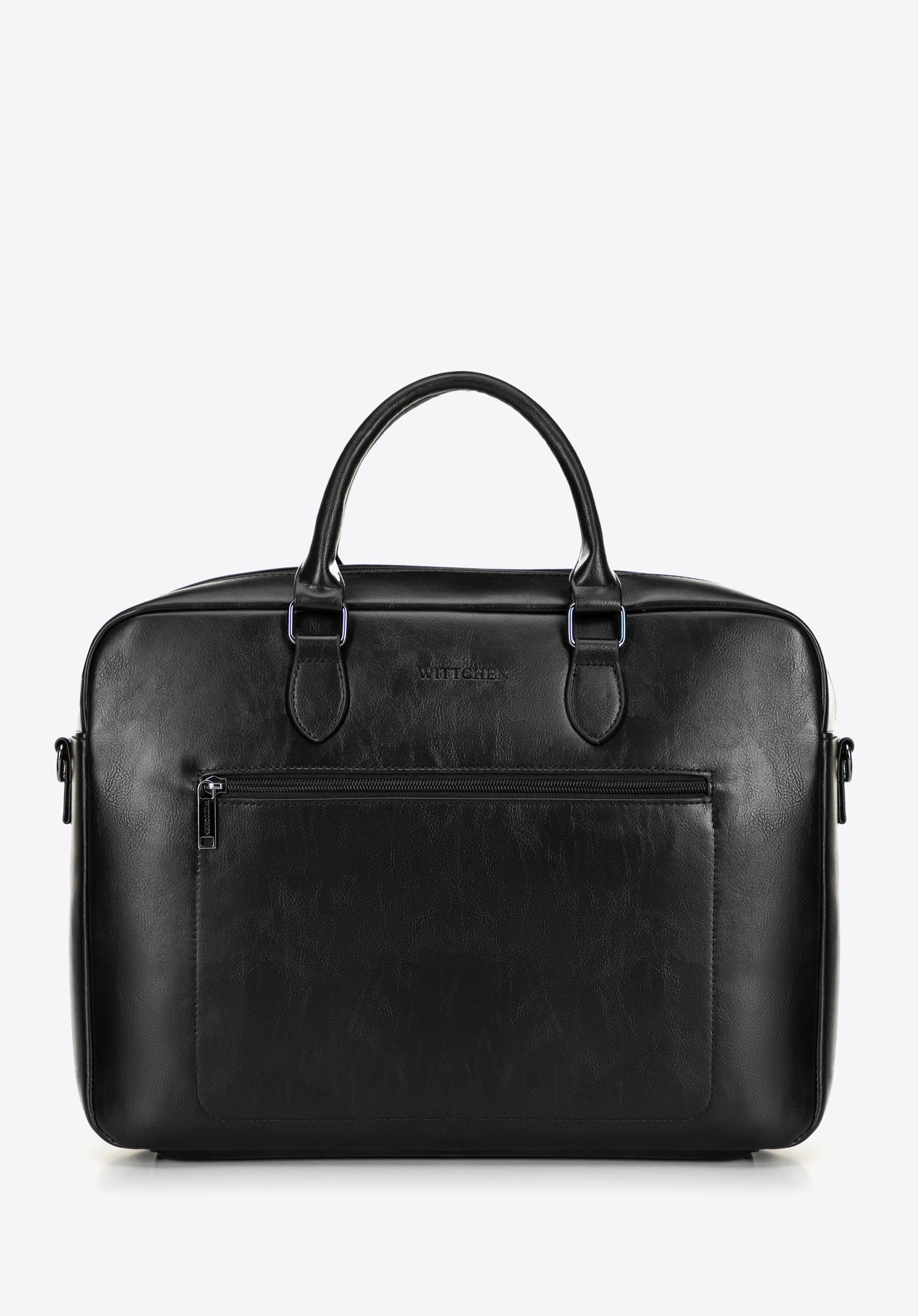 Męska torba na laptopa 16” z imitacji skóry czarna