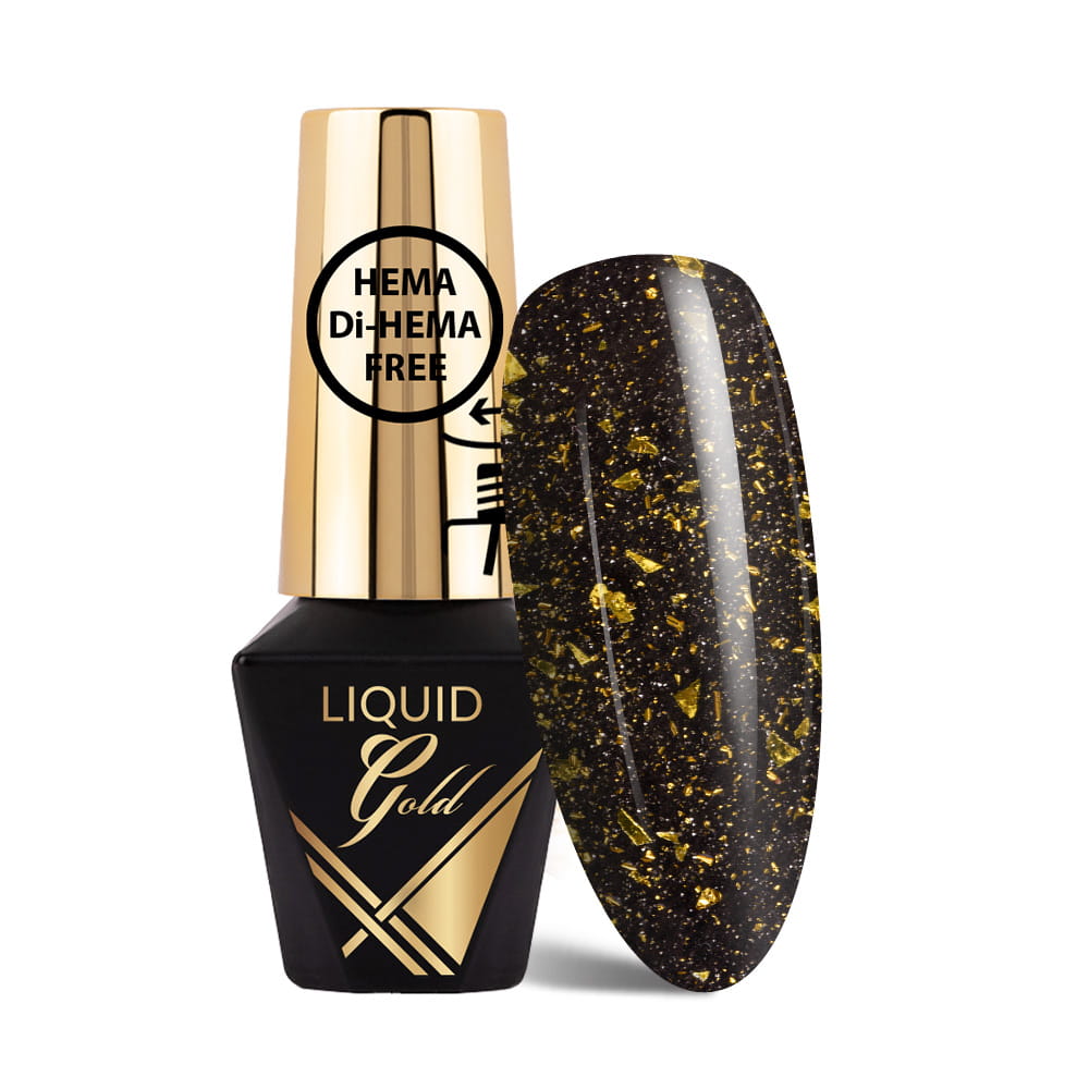 Liquid Gold MollyLac top hybrydowy no wipe płynne złoto HEMA i Di-HEMA free 10 g