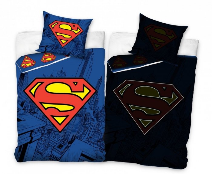 Pościel licencyjna ŚWIECĄCA W CIEMNOŚCI 100% bawełna 160x200 - Superman - SUP8001