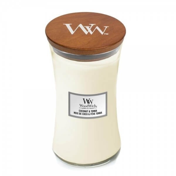 Świeca zapachowa WoodWick - Coconut & Tonka - Duża świeca