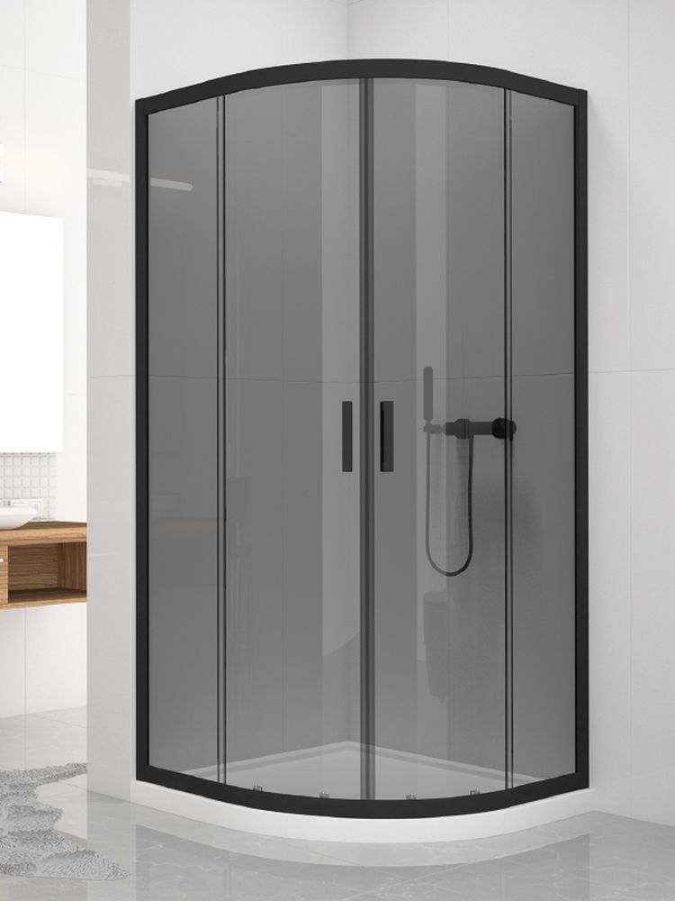 Darmowa Dostawa - Kabina prysznicowa 90x90 cm półokrągła czarny mat/szkło przezroczyste New Trendy New Varia Black K0566