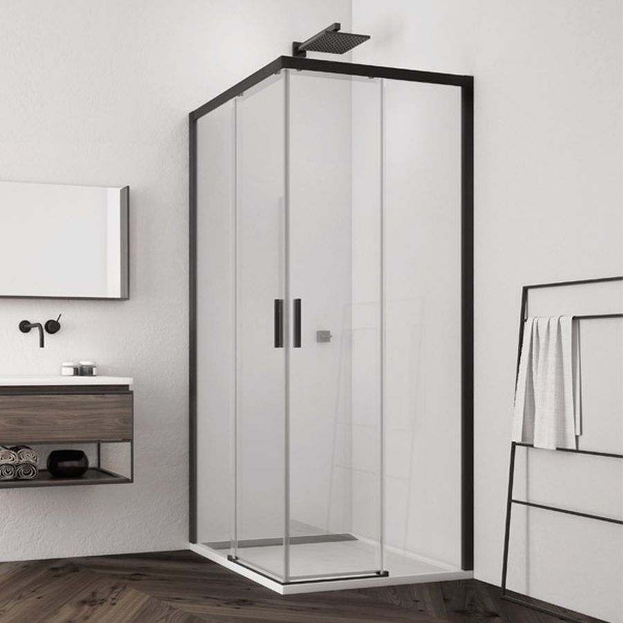 Darmowa Dostawa - Kabina prysznicowa kwadratowa 90x90 cm czarny SanSwiss TOP-Line TLSAC0900607