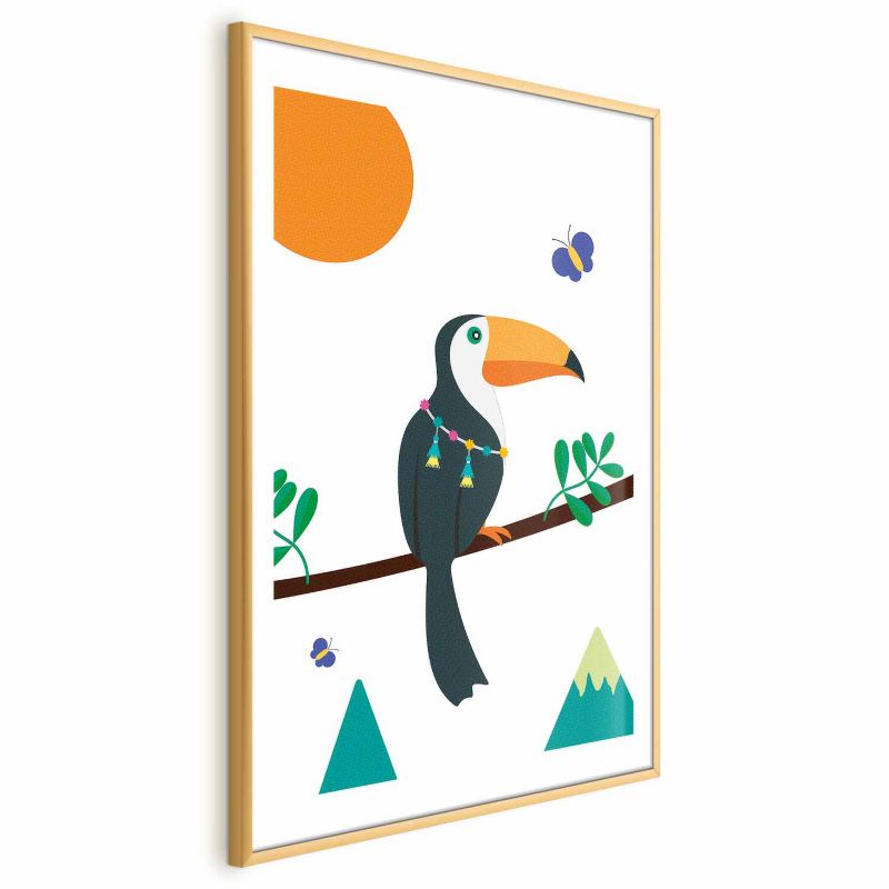 Plakat Artgeist Tukan i motyle 21x30 cm z ramą złotą 1 szt