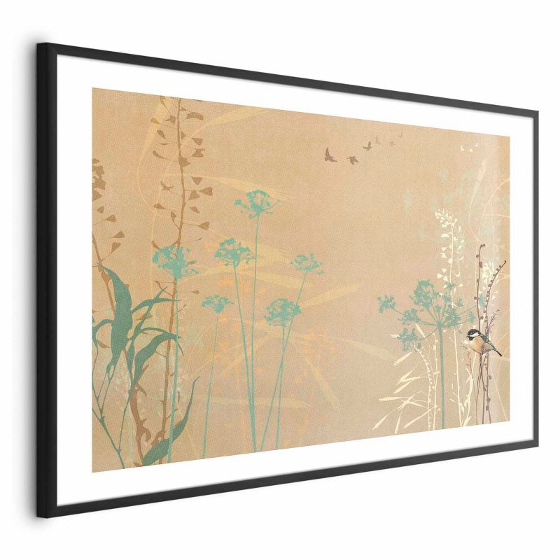 Plakat Artgeist Ptaszek na łące 30x21 cm z ramą czarną 1 szt