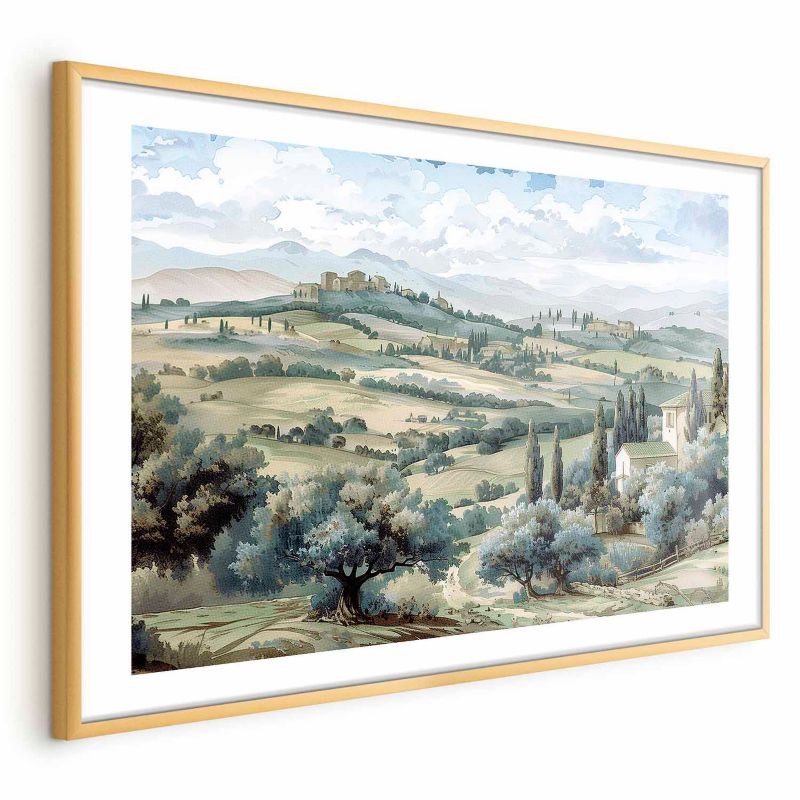 Plakat Artgeist Pejzaż z polami 42x29,7 cm z ramą złotą 1 szt