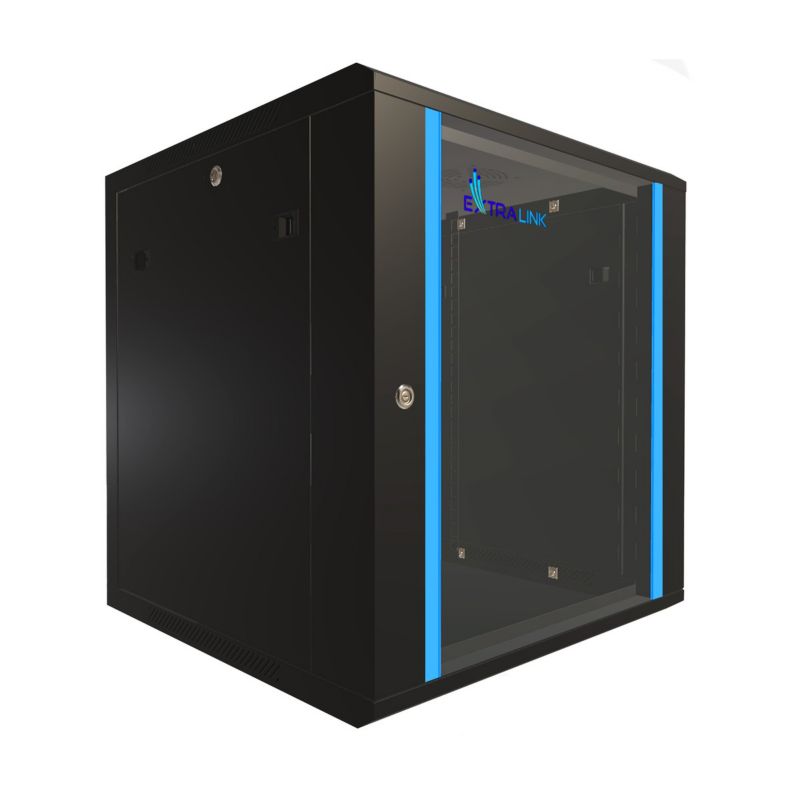 Szafa rack Extralink 12U 600x600 Czarna montowana na ścianie