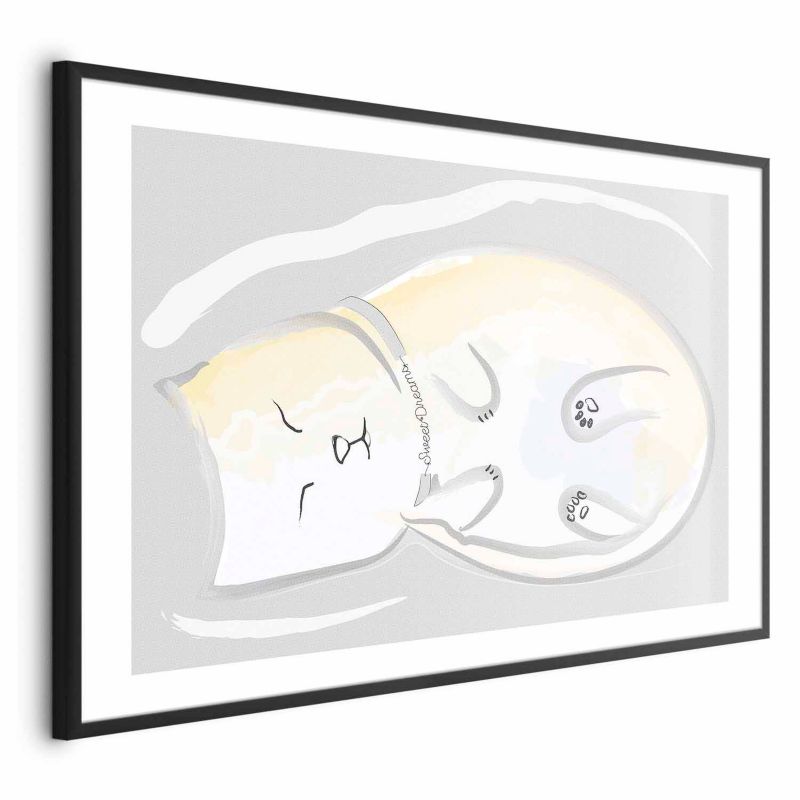Plakat Artgeist Śpiący kotek 42x29,7 cm z ramą czarną 1 szt