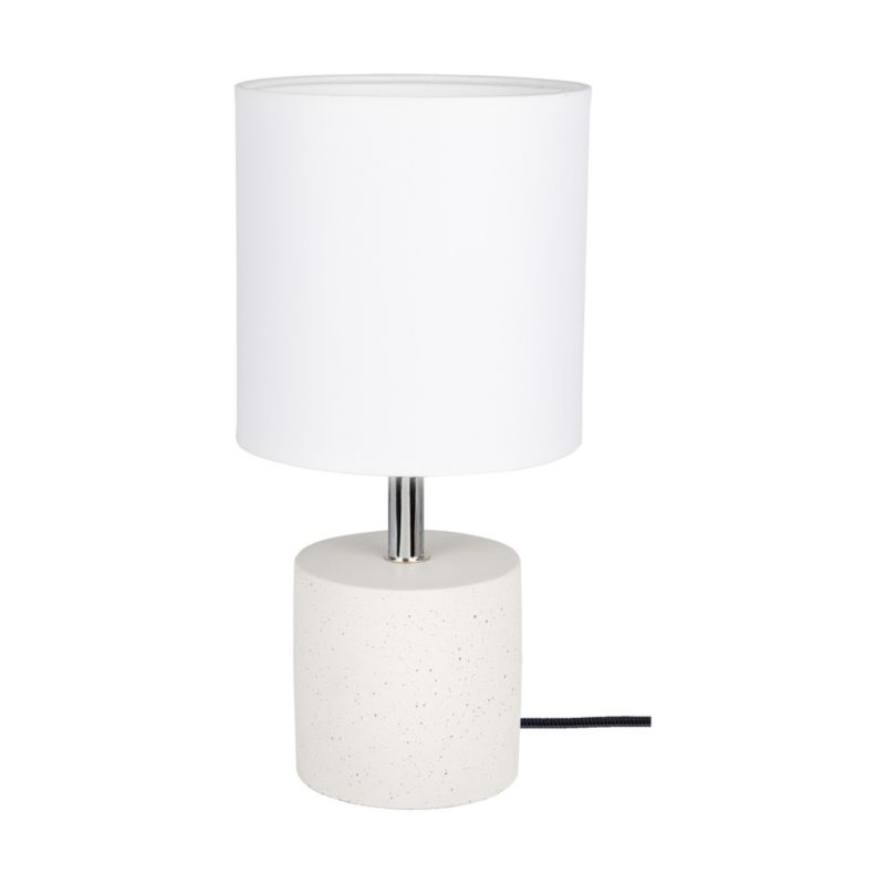 Lampa Stołowa SPOT Light Round 1xE27 Max.25W Połączenie Białego Betonu z Białą Tkaniną, Polski Producent, 1 szt.