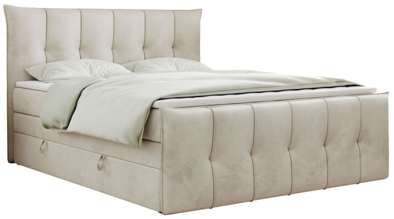 Łóżko kontynentalne MKS Meble PREMIUM 11 KING 200x200 H3 Beżowy welvet 1szt.