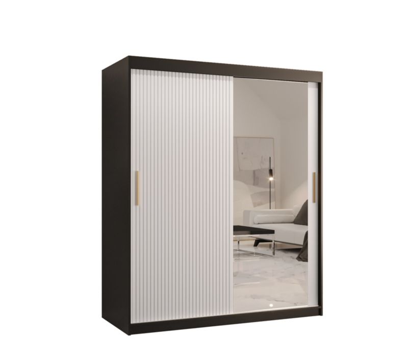 Szafa przesuwna Abiks RIFLO SLIM 2 150 czarny mat+ biały mat 1 szt.