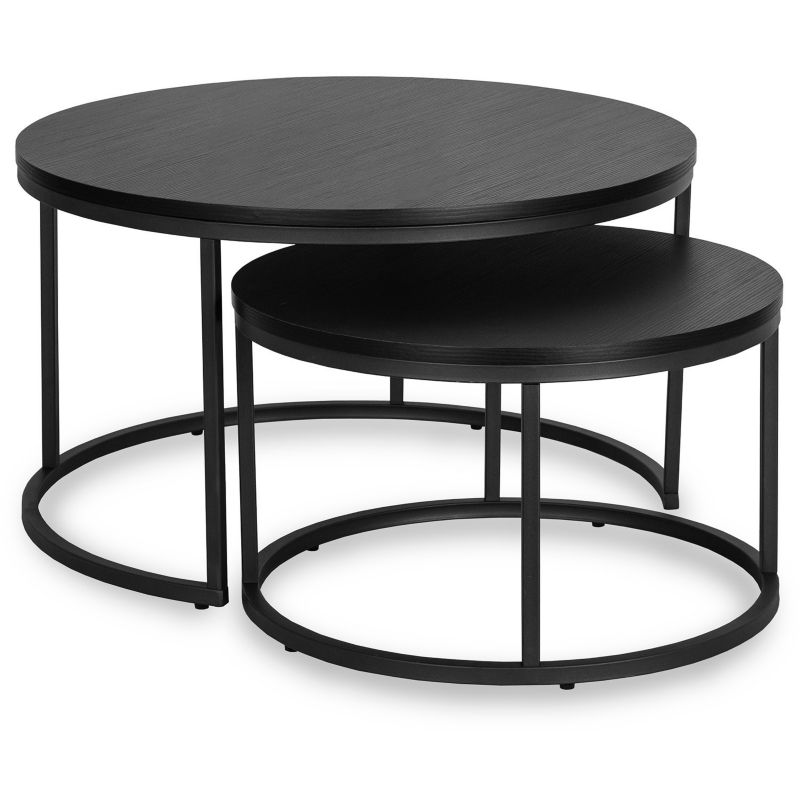 Zestaw Stolików Kawowych Manu Max 60 cm/80 cm Mebel Elite Czarny 1 kpl