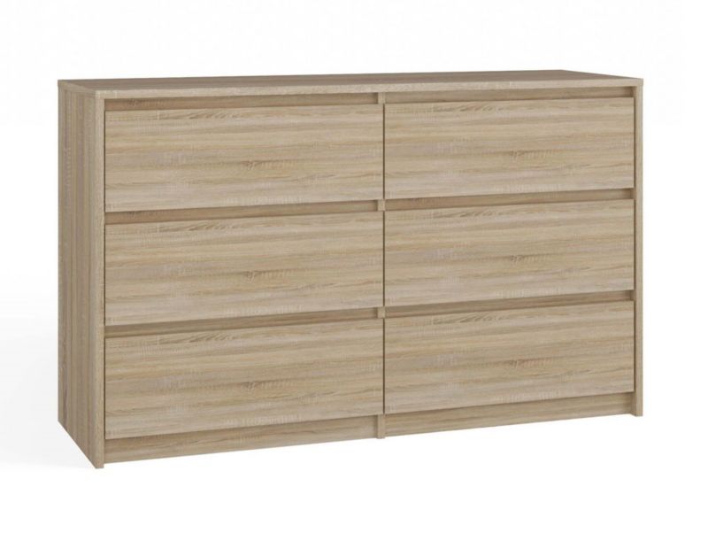 Komoda Topeshop Szafka Karo 6 Szuflad K120 Dąb Sonoma 40x120x73,5 cm 1 szt.