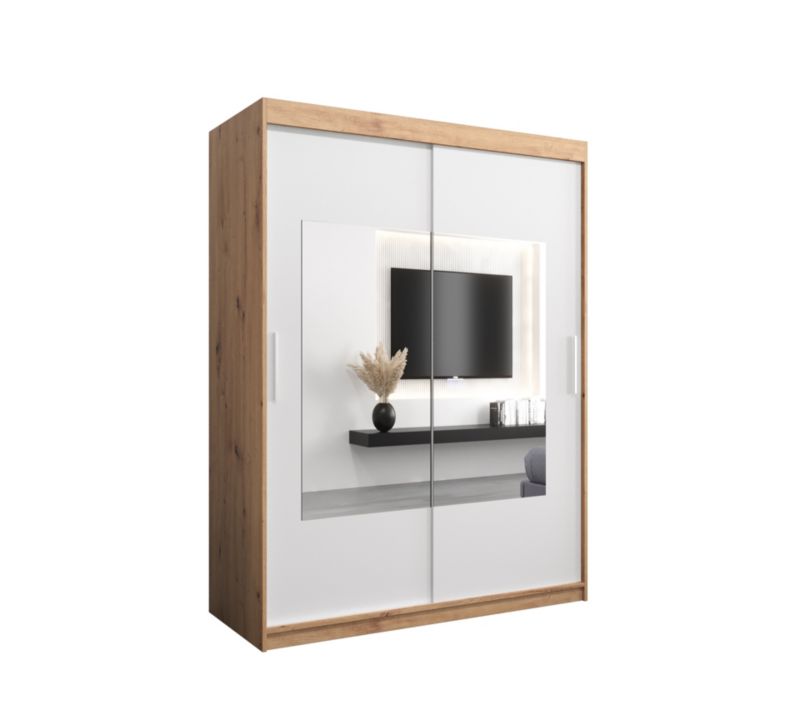 Szafa przesuwna Garderoba Abiks TORINO 150 dąb artisan + biały mat 1 szt.