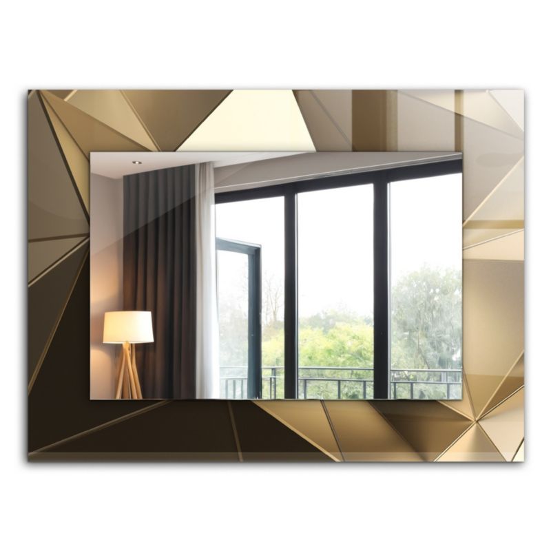 Lustro Prostokątne Tulup Geometryczne Kształty 80x60 cm Artystyczne Na Podkładzie 1 szt.