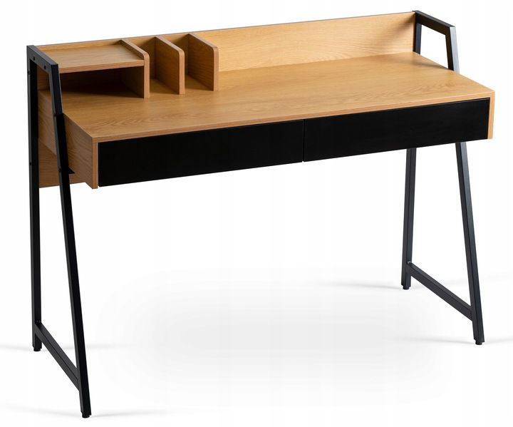 Biurko Cass Mebel Elite 120 cm Dąb/Czarne z Szufladami 1 szt.