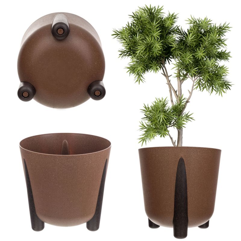 Doniczka KADAX Donica Na Kwiaty Eco Osłonka Nóżki Korek + Wkład 26cm Brązowa 1szt.