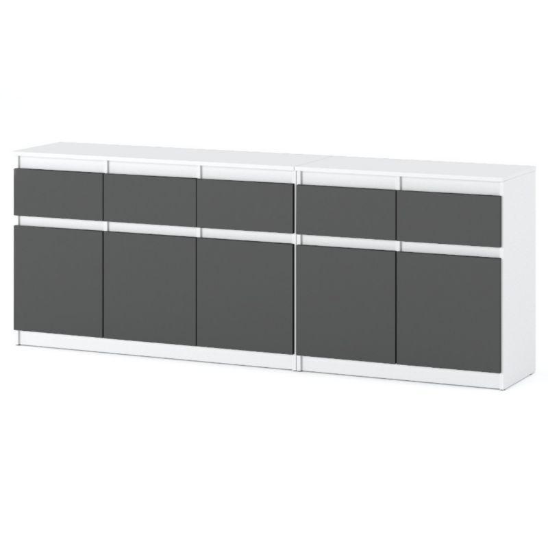 Komoda Hurtownia-Mebli Szuflady 5 Best Oleksa 200cm Biały Mat Szary Mat 200x35x75 cm 1szt.