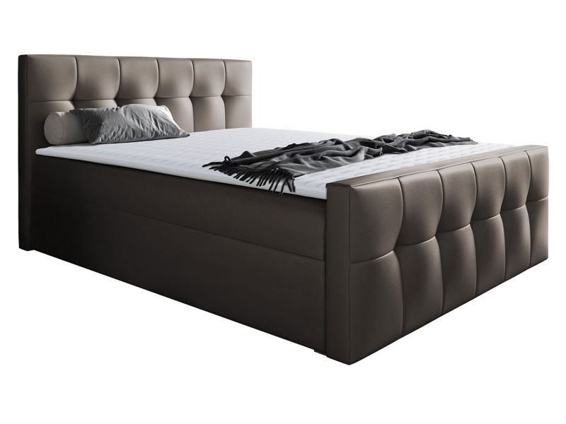 Łóżko kontynentalne MIRJAN 24 Malibu 140x200 ekoskóra taupe 1 szt.