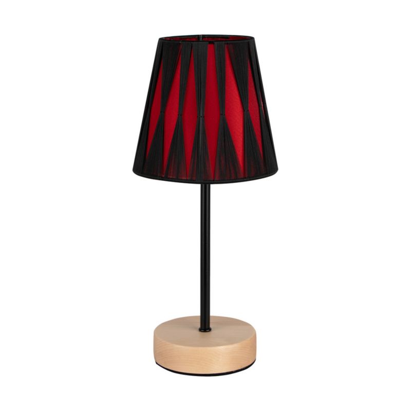 Drewniana Lampa Stołowa SPOT Light 1xE14 Max.40W Naturalna Brzoza FSC z Czerwono Czarnym akcentem, 1 szt.