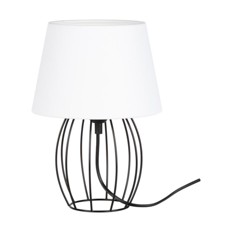 Lampa Stołowa SPOT Light 1xE27 Max.25W Klasyczne Połączenie Czerni z Białą Tkaniną, Polski Producent, 1 szt.