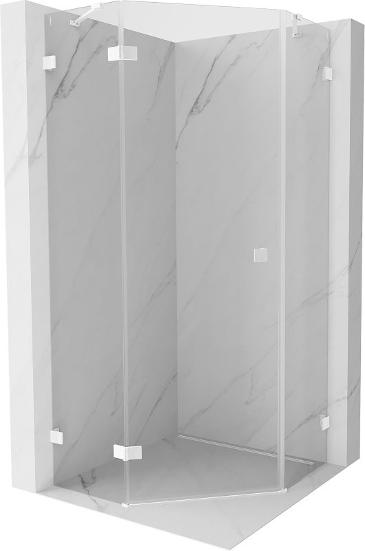 Kabina prysznicowa Mexen Lunar pięciokątna uchylna lewa 100 x 100 cm transparent biała 1 szt.