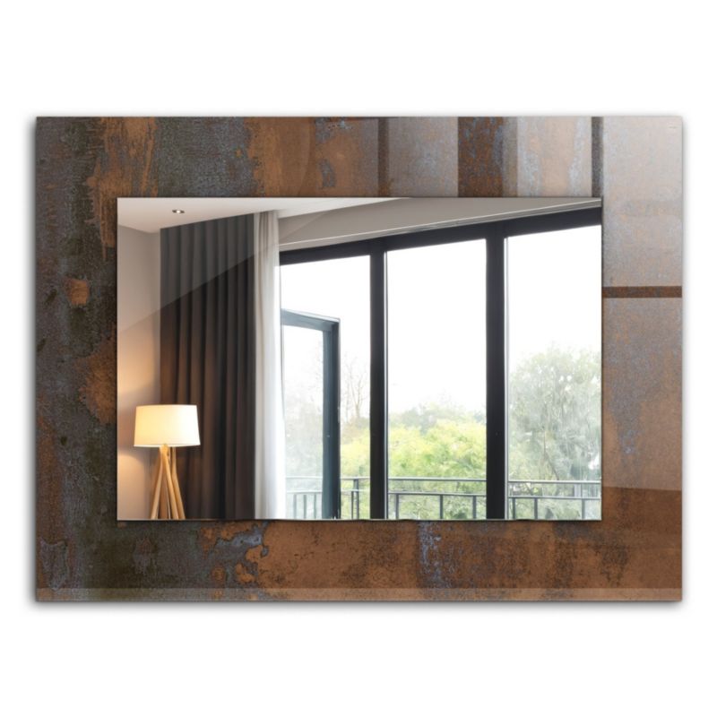 Lustro Prostokątne Tulup Rdza Metal 80x60 cm Industrialne Na Podkładzie 1 szt.