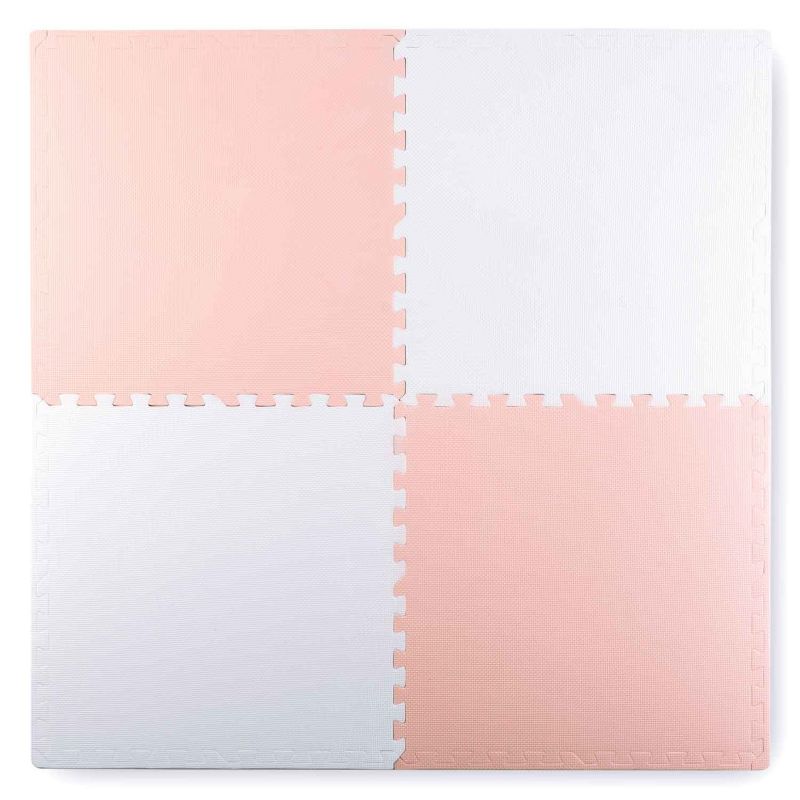 Duża mata piankowa Ricokids biało-różowa puzzle piankowe dla dzieci 120x120 cm 1 szt