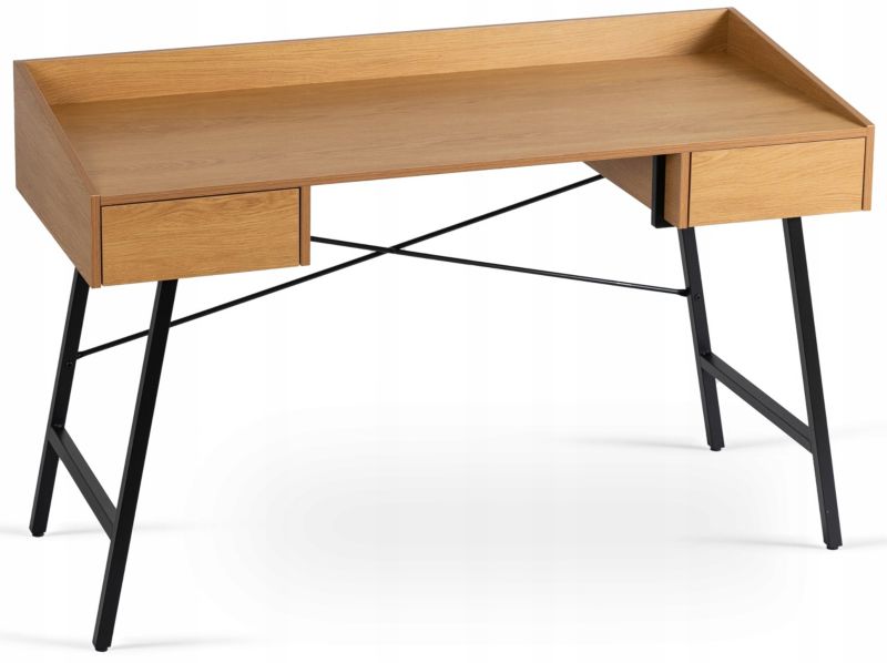 Biurko Ice Mebel Elite 133 cm z Szufladami Dąb złoty/Czarne 1 szt.