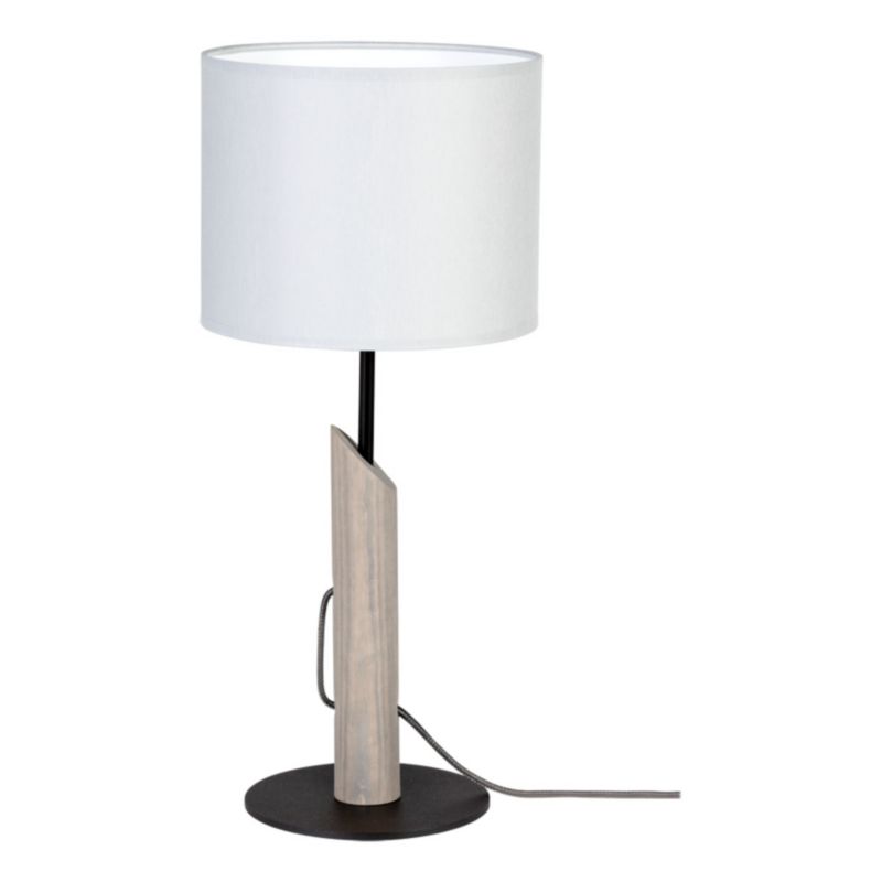 Drewniana Lampa Stołowa SPOT Light 1xE27 Max.40W Drewno Sosnowe Szare FSC w Połączeniu z Szarym Abażurem, 1 szt.