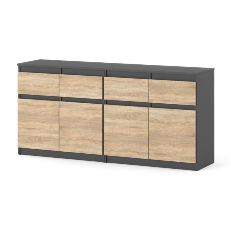 Komoda Hurtownia-Mebli Szuflady 4 Olia Mini 160cm Szary Mat Dąb Sonoma 160x35x75 cm 1szt.