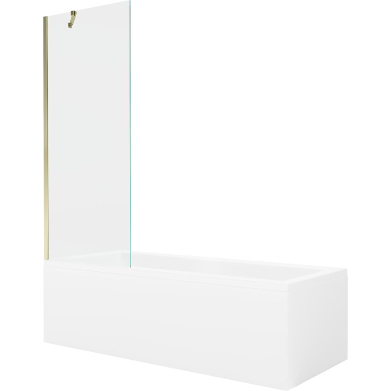 Wanna prostokątna Mexen Cubik 170 x 70 cm z obudową i parawanem 1-skrzydłowym 70 cm transparent złoty 1 kpl.