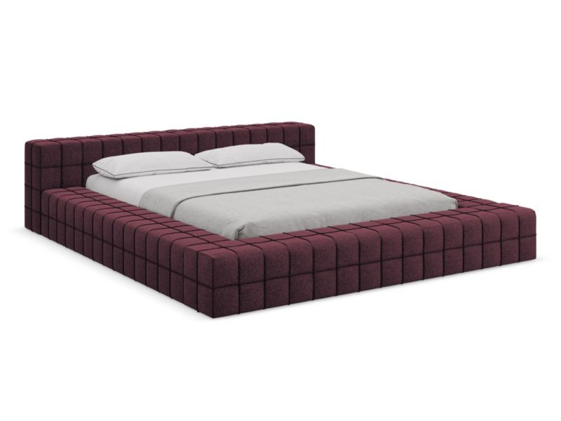 Łóżko Makamii Akela z tkaniny szenilowej 140x200 bordo 1 szt.