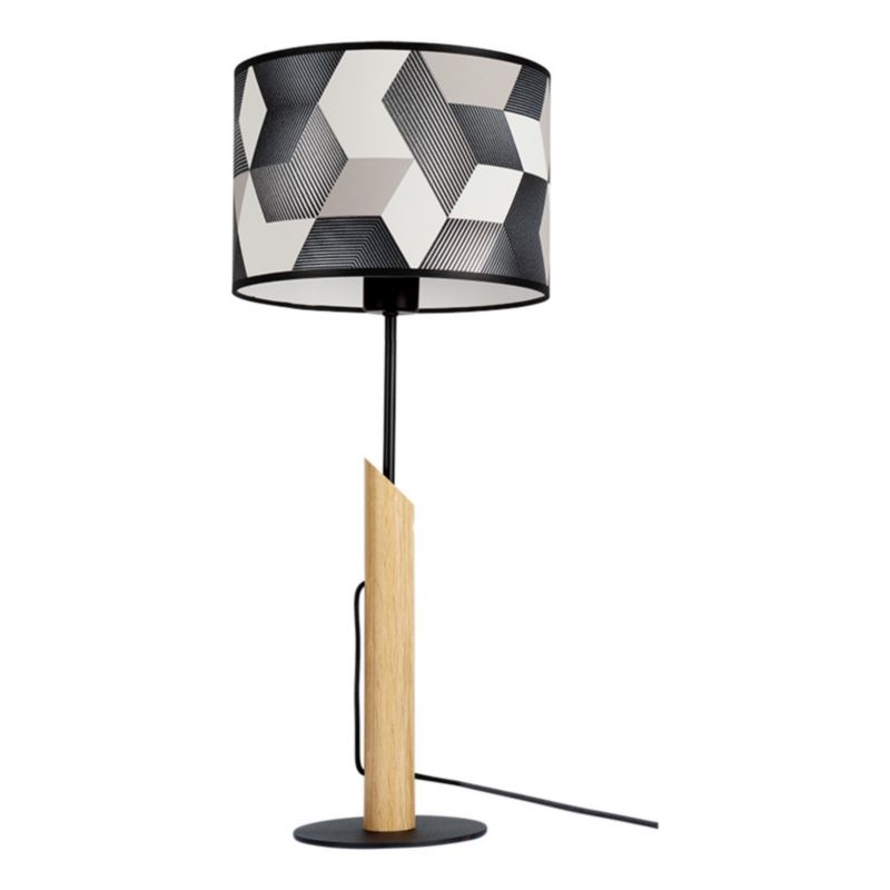 Drewniana Lampa Stołowa SPOT Light 1xE27 Max.60W Dąb Olejowany FSC w Kompozycji z Wielokolorowym Abażurem, 1 szt.