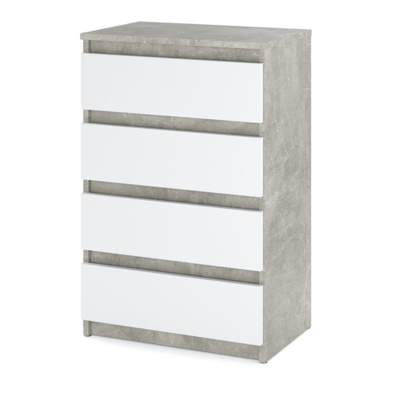 Komoda Hurtownia-Mebli Szuflady 4 Hugo Mała 60cm Beton Biały Mat 60x33.5x92.5 cm 1szt.