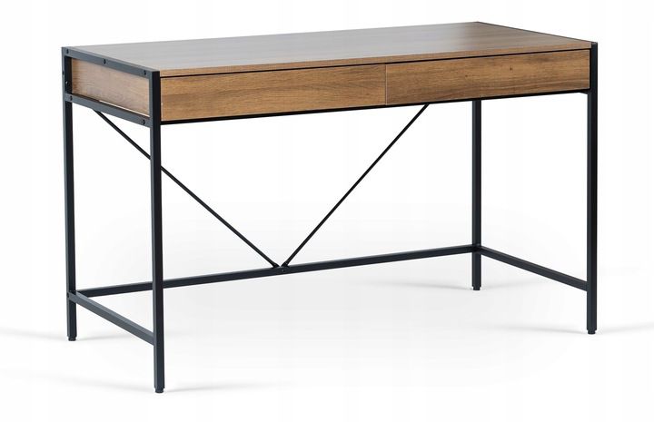 Biurko Ally Mebel Elite 123 cm Orzech/Czarne z Szufladami 1 szt.
