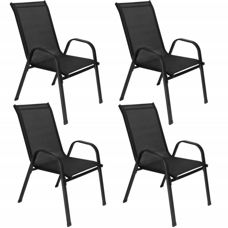 Krzesła tarasowe metalowe Springos czarne wys. 94 cm 4 szt.