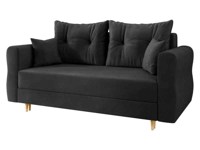 Sofa MIRJAN 24 rozkładana do salonu Zako 2 czarny plusz 1 szt.