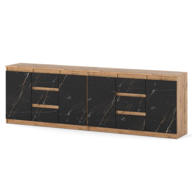 Komoda Hurtownia-Mebli Szuflady 6 Agna Best 240cm Dąb Wotan San Sebastian 240x35x75 cm 1szt.