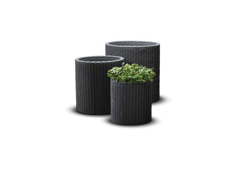 Doniczka zewnętrzna Keter Cylinder S+M+L Grafit zestaw 3szt., 1 kpl.