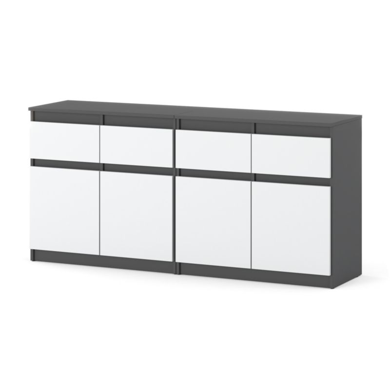Komoda Hurtownia-Mebli Szuflady 4 Olia Mini 160cm Szary Mat Biały Mat 160x35x75 cm 1szt.