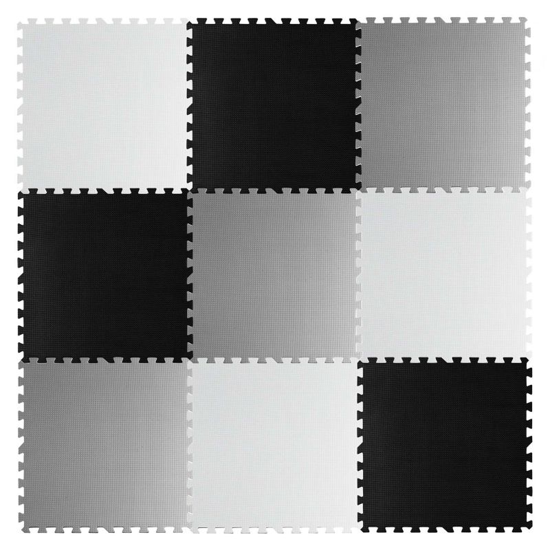 Duża mata piankowa Ricokids szare czarne puzzle piankowe dla dzieci 180x180 cm 1 szt