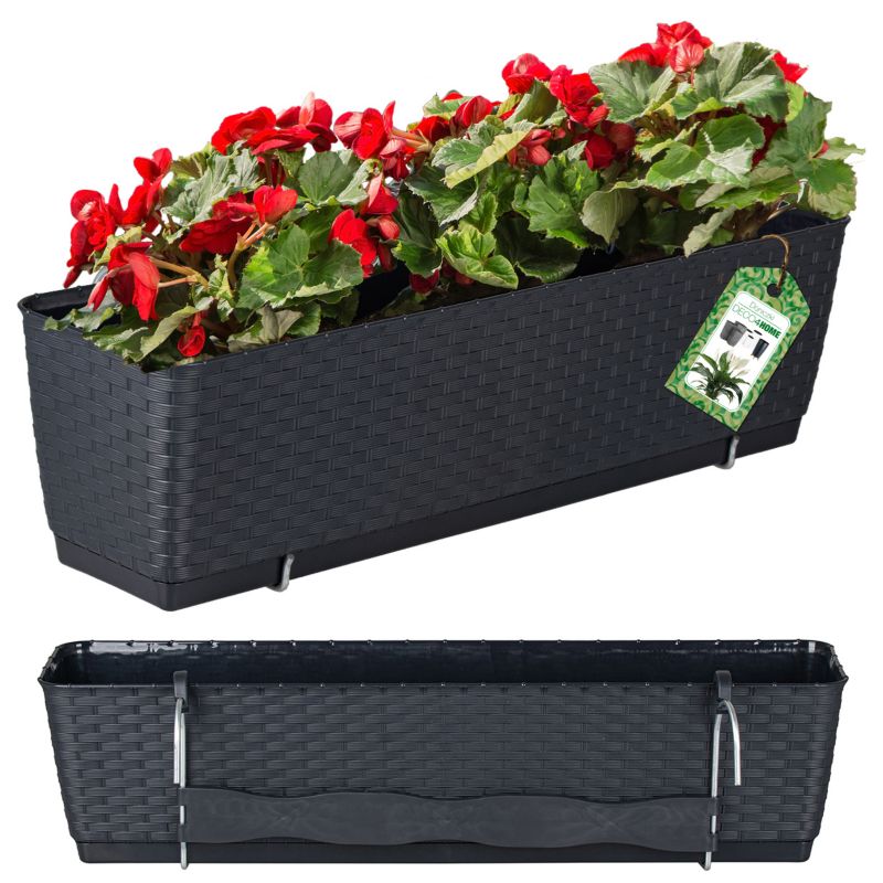 Doniczka Deco4Home Rattan skrzynka balkonowa antracyt 38,5cm 1 szt.