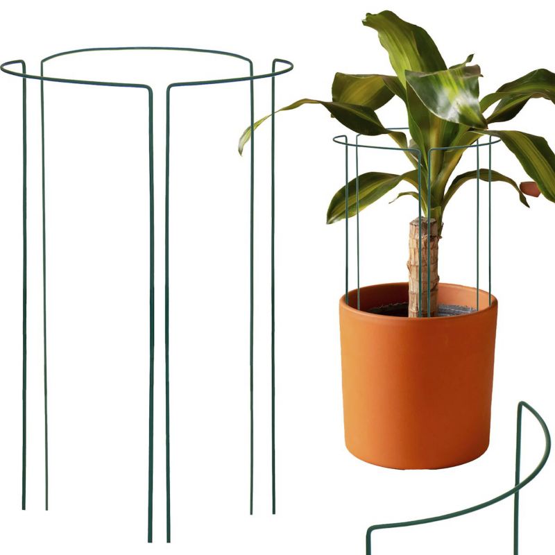 Podpora pierścieniowa metalowa do roślin, kwiatów Springos 45 cm zielona 3 szt.
