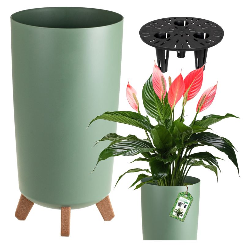 Doniczka Deco4Home slim donica na nóżkach zielona 36,5cm 1 szt.