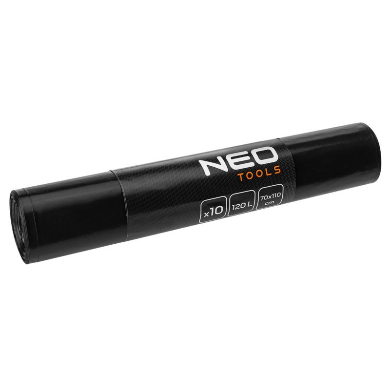 Worki budowlane NEO TOOLS 120 L, czarne, 10 sztuk, 50 mic, 1 kpl