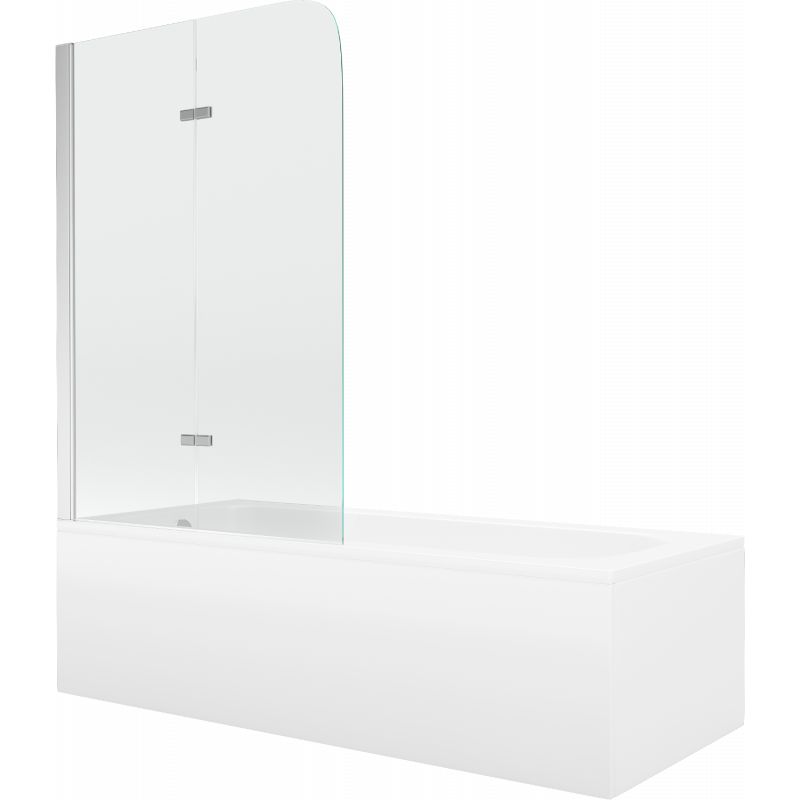 Wanna prostokątna Mexen Vega 180 x 80 cm z obudową i parawanem 2-skrzydłowym 80 cm transparent chrom 1 kpl.
