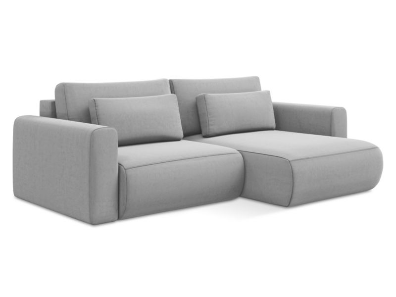 Narożnik prawostronny z funkcją spania Makamii Kapua z tkaniny welwetowej 240x149 cm szary 1 szt.