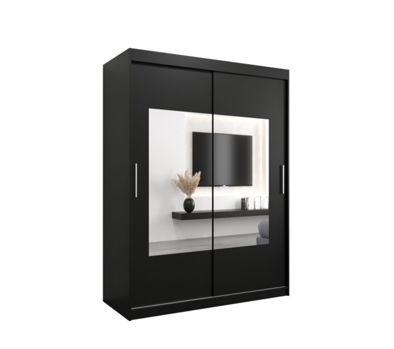 Szafa przesuwna Garderoba Abiks TORINO 150 czarny mat + czarny mat 1 szt.