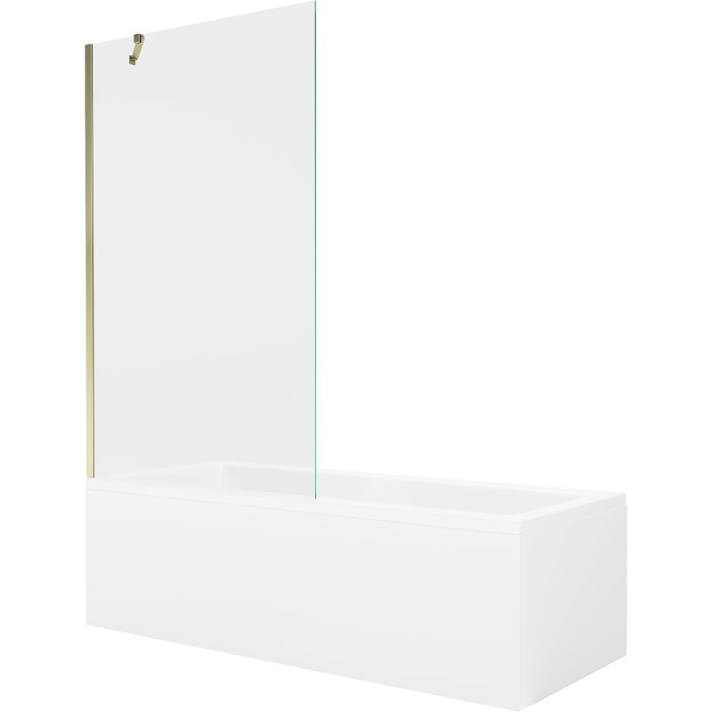 Wanna prostokątna Mexen Cubik 150 x 70 cm z obudową i parawanem 1-skrzydłowym 100 cm transparent złoty 1 kpl.